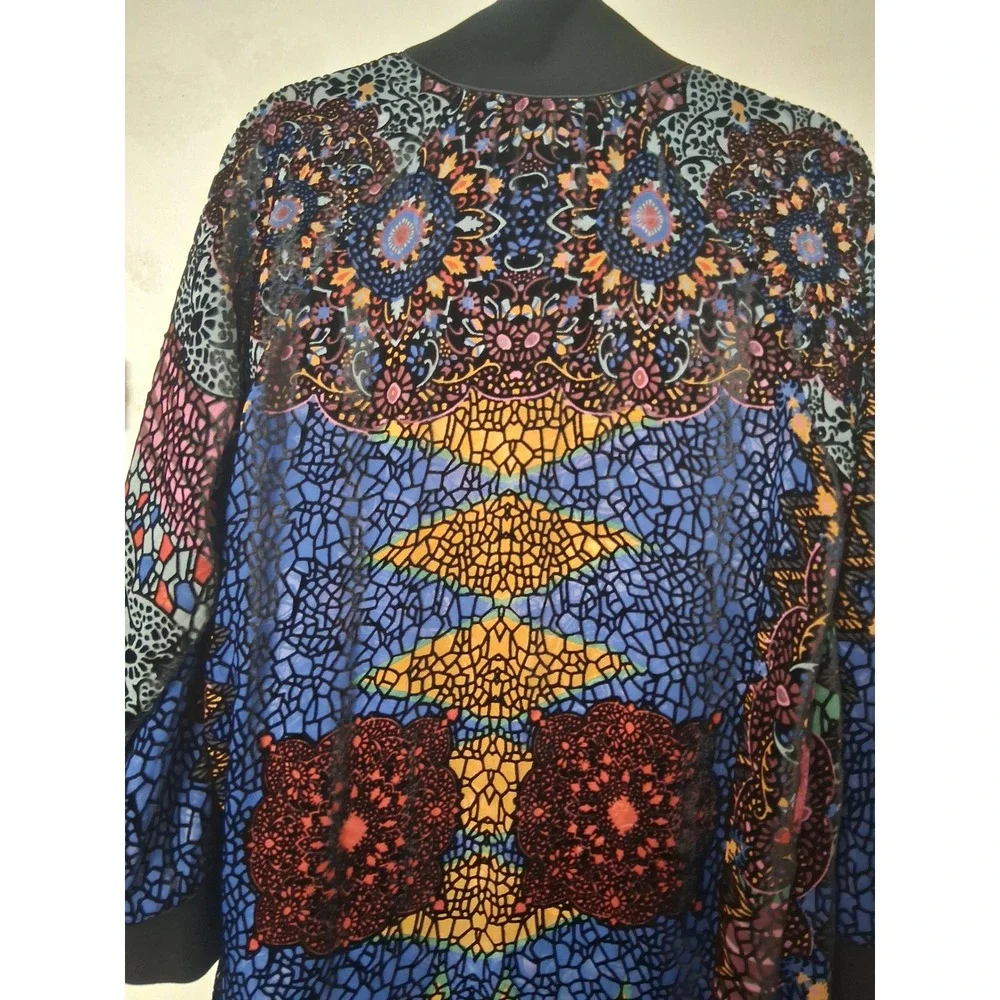 Johnny Was Reversible Silk Duster Cardigan Burnout Velvet Floral Paisley Small - Picture 9 of 9